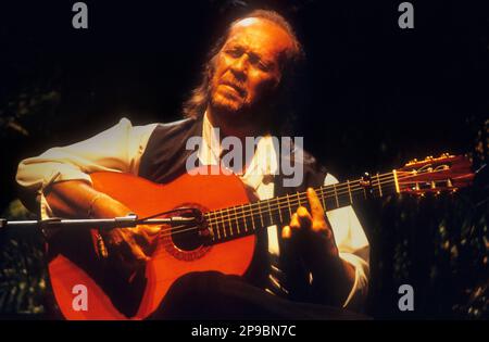 `Paco de Lucia´(Francisco Sánchez Gómez). Flamenco guitarist. Municipal Auditorium.Seville, Andalusia, Spain Stock Photo